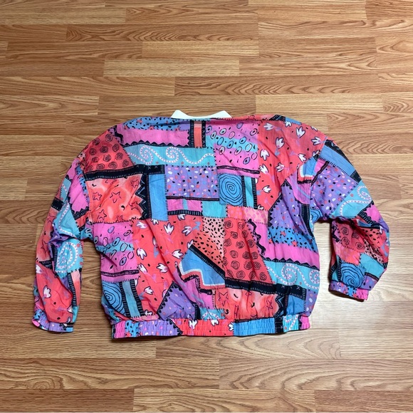 Vintage Avait Sportif Women’s Windbreaker XL Short Jacket 90’s AOP Hip-Hop Rap - Picture 6 of 6